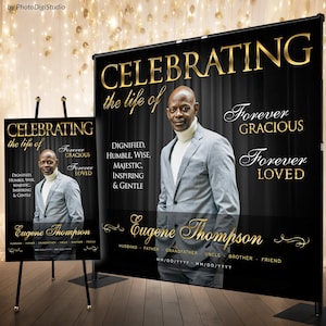 Custom Funeral Backdrop with Photo, Elegant Memorial Welcome Sign Personalized Celebration of Life Memorial Banner, In Loving Memory Repass