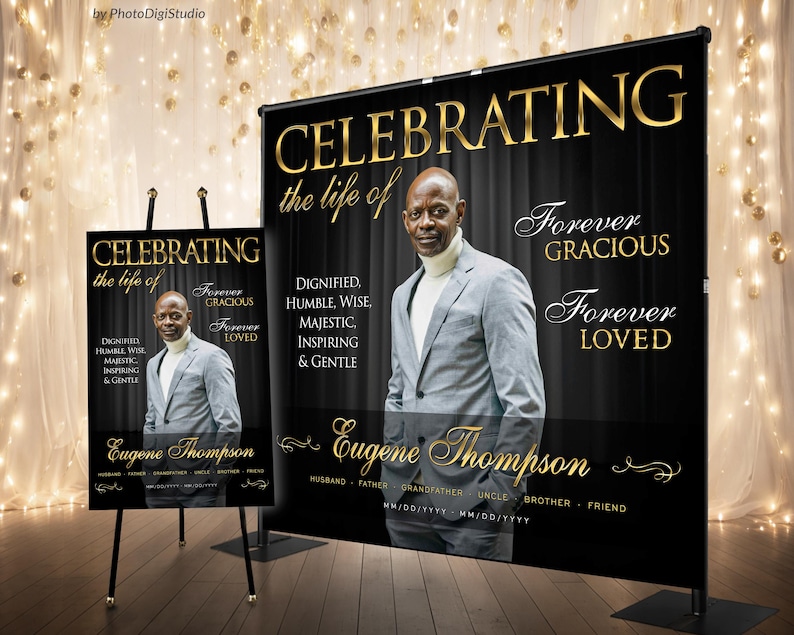 Funural Backdrop Custom Funeral Backdrop With Photo, Elegant Memorial Welcome Sign ...