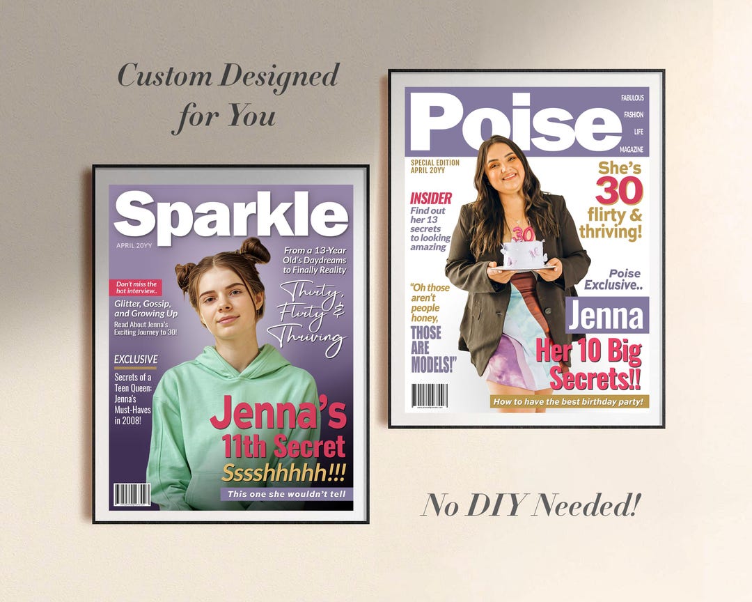 Custom Poise Magazine Cover Personalized 30th Birthday Gift for Her