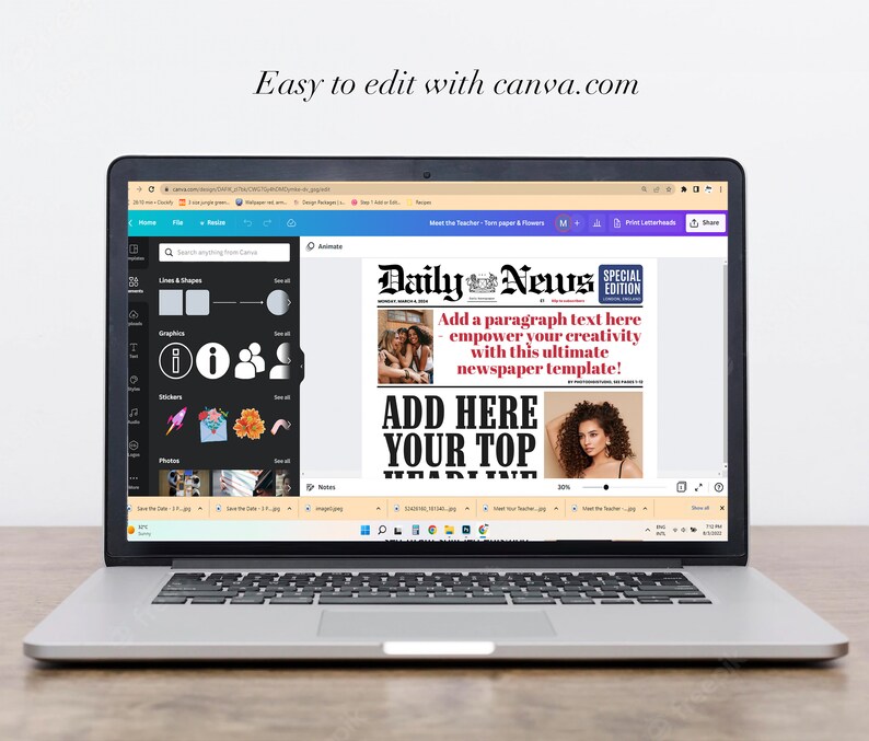 Modern Newspaper Template 8 Pages, Daily Newspaper Template, Family