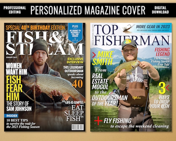 Custom Magazine Cover Personalized Fishing Gifts for Him, Fly Fishing Gifts  for Men Birthday Personalized Outdoorsman Gifts, Custom Portrait by  PhotoDigiStudio