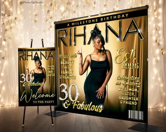 Custom Photo Backdrop for Women Luxury Black Gold Backdrop, Custom Magazine  Cover Backdrop, 21st 30th 40th 50th 60th Birthday Party Backdrop - Etsy