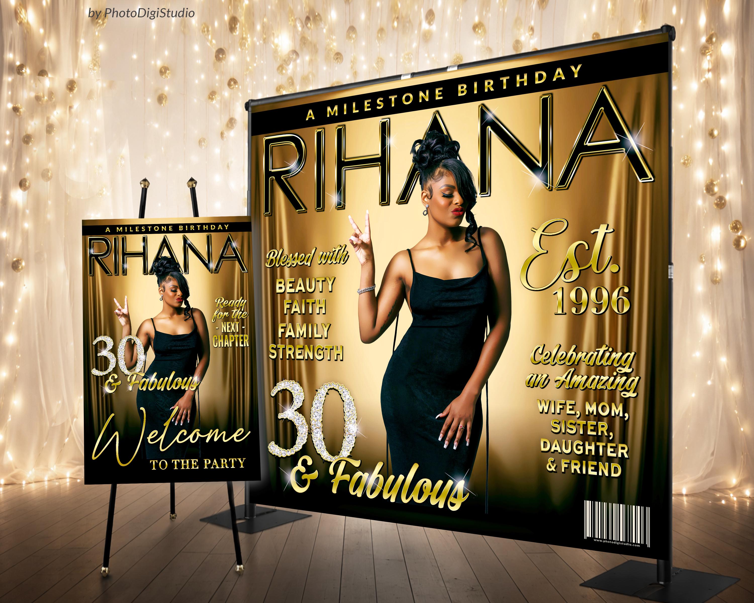 Customized Magazine Backdrop Custom Photo Backdrop for Women Luxury Black Gold Backdrop, Custom ...
