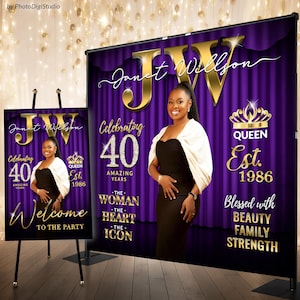 Custom Birthday Backdrop for Women, Personalized Magazine Backdrop, Custom Backdrop and Welcome Sign Personalized, Birthday Party Decoration