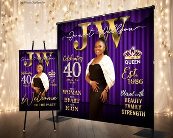 Custom Birthday Backdrop for Women, Personalized Magazine Backdrop, Custom Backdrop and Welcome Sign Personalized, Birthday Party Decoration