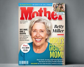 Custom Mom Magazine Cover Personalized Gifts for Mom, Mothers Day Gifts for Mom Portrait, Special Birthday Gift for Mom Gift for Grandma