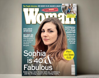 Custom Magazine Cover Personalized 50th 40th 30th Birthday Gift for Her, Personalized Gifts for Women, Unique Anniversary Gift for Wife