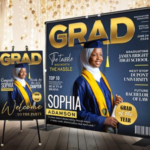 Custom Magazine Backdrop with Photo, 2025 Graduation Backdrop, Grad Party Welcome Sign, Personalized Party Decor, Congrats Class of 2025
