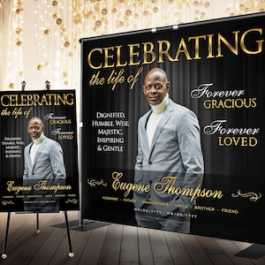 Celebration of Life Backdrop, Elegant Memorial Banner, Personalized In Loving Memory Funeral Backdrop, Repass Backdrop Photo Welcome Sign