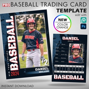 Pro Baseball Trading Card Template with Stats & Color Variations, Pro Baseball Cards Template PSD, Custom Baseball Gifts Baseball Team Gifts