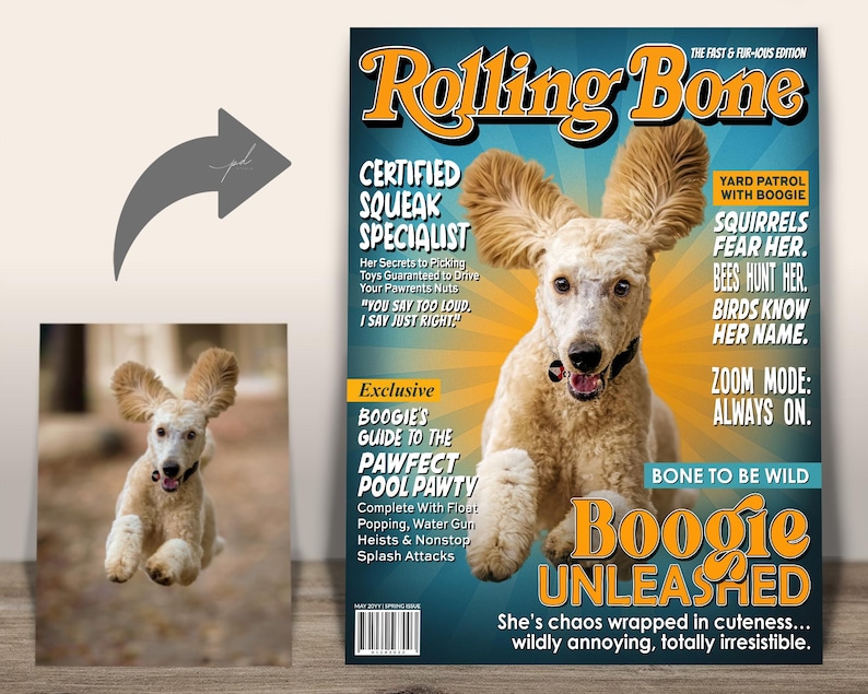 Custom Rolling Bone Magazine — Boogie — Custom Rolling Bone cover featuring Boogie in playful music-magazine style.