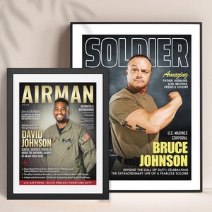 Army Gift Soldier Custom Magazine Cover, Personalized Military Portrait, Army Retirement Gift for Navy Marine Air Force, Army Gift for Him