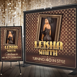 Fondo personalizado con iniciales, decoración elegante para fiestas de cumpleaños, pancarta con monograma personalizado, letras con nombre personalizadas para photocall, letrero de bienvenida con foto