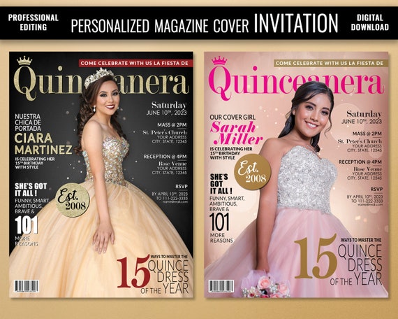 Quinceanera Invitation, Custom Magazine Cover, Quince Invitations Quinceanera Evite Digital, Mis Quince Party Invite, Save the Date, DIGITAL Il_570xn