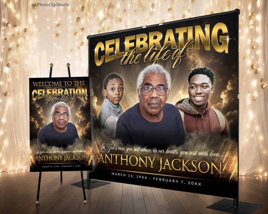 Funural Backdrop Custom Memorial Backdrop With Photo Memorial Banner, Modern Funeral ...
