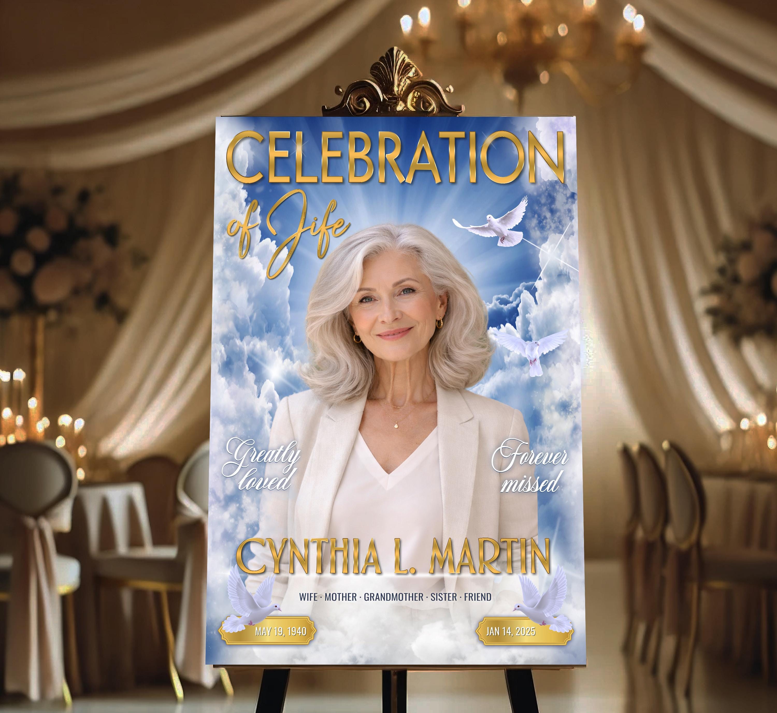 Funural Backdrop Custom Memorial Backdrop With Photo, Heaven Sky Banner Funeral Backdrop ...