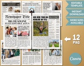Full Newspaper Template Download, 12 pages Fully Editable Newspaper Vintage Themed, Fake Newspaper for Birthdays, Weddings, Newsletter Il_170x135