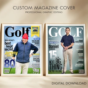 Custom Golf Magazine Cover Golf Gifts for Men and Women, Golf Gifts for Him Her Birthday or Retirement Golfing Gift, Personalized Golf Gifts