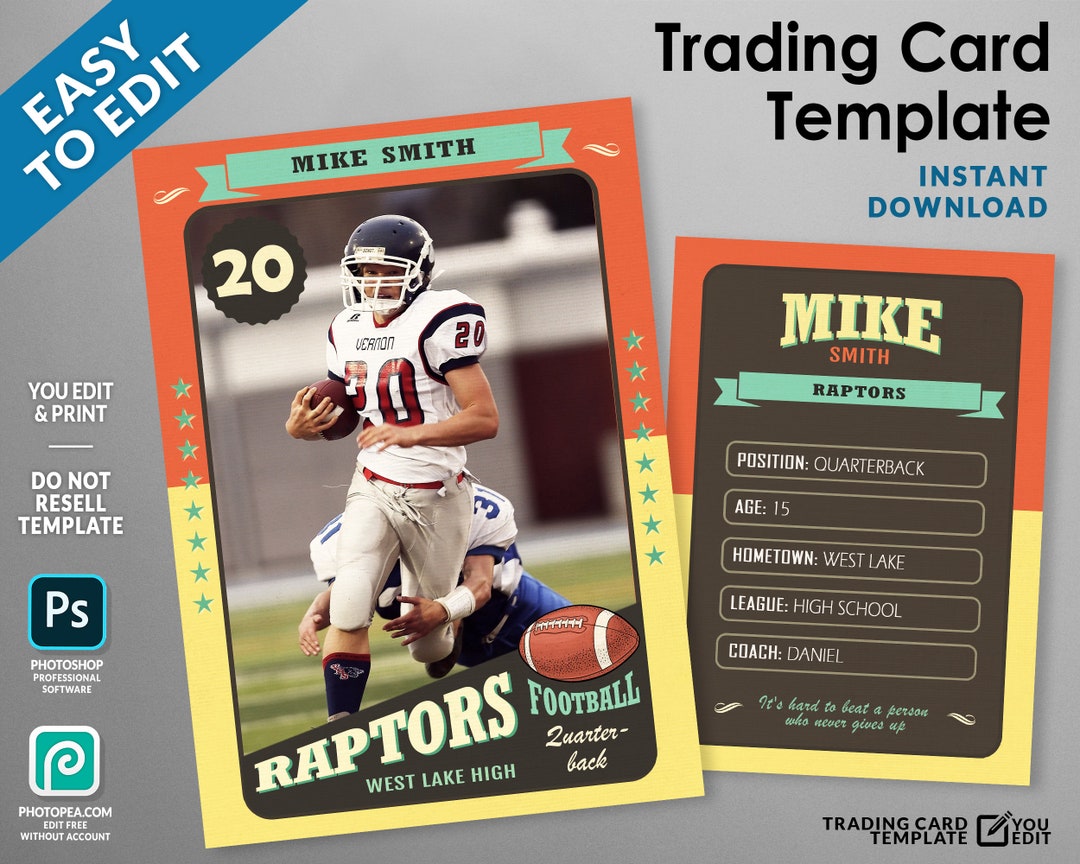 Retro Football Card Template 2.5 X 3.5 Vintage Trading Card Etsy Canada Retro Football Card Template 2.5 X 3.5 Vintage Trading Card Etsy Canada