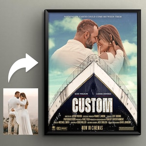 Benutzerdefiniertes Filmposter für Paare, Einzigartiges Jubiläumsgeschenk für Paare, Personalisiertes Paarporträt, Geburtstagsgeschenk für Sie, Paarandenken