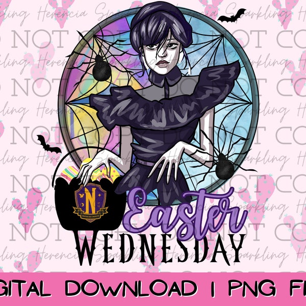 Easter Wednesday Addams | Jenna Ortega PNG | Digital Download Transparent | Wednesday Easter Design Digital