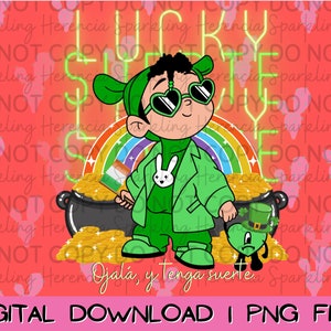 Lucky Benito Suerte St. Patrick's Day Digital Download Design PNG Instant Bad Bunny Digital Design image 2