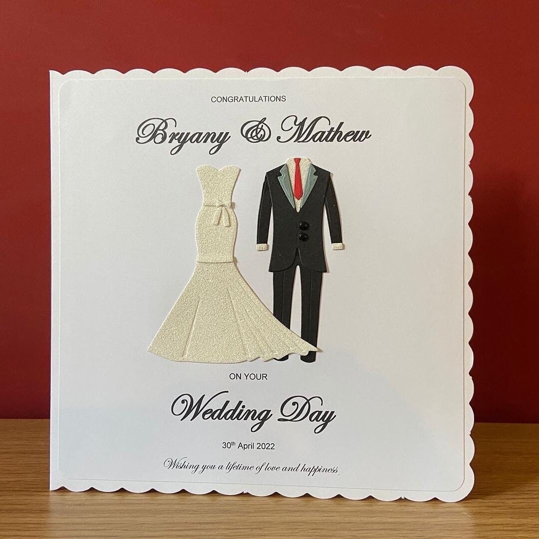 Handmade Personalised Wedding Day Card Including Names and Date of the ...