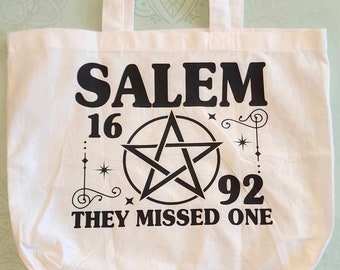 Salem Missed One White Cotton Tote Bag