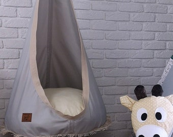 Pamek Cocoon Altalena per Bambini Altalena per Bambini Sedia sospesa Altalena Sedile Altalena Regalo Camera per Bambini Esterno Interno Ecru