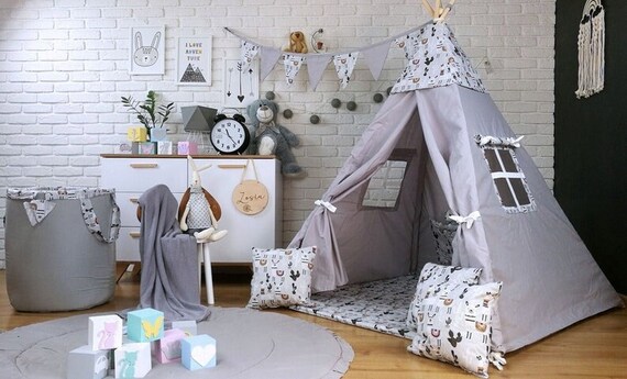 Tipi Tente Enfant pour Garçon et Fille avec Tapis de Sol Teepee