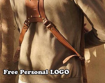 Personalized Dual Camera Strap, photographer holster, Handmade Leather Camera Harness, camera belt, Add Logo for FREE