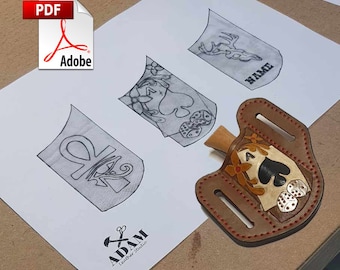 Leather Pancake Knife Sheath Pattern | Tooling & Carving Design Multitool Leather Sheath – PDF Download