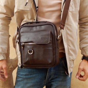 Leather Shoulder Bag, Handmade Crossbody Bag, Everyday Durable Bag, Zippered shoulder bag, Mens purse with a flap, Unique Gift for Him