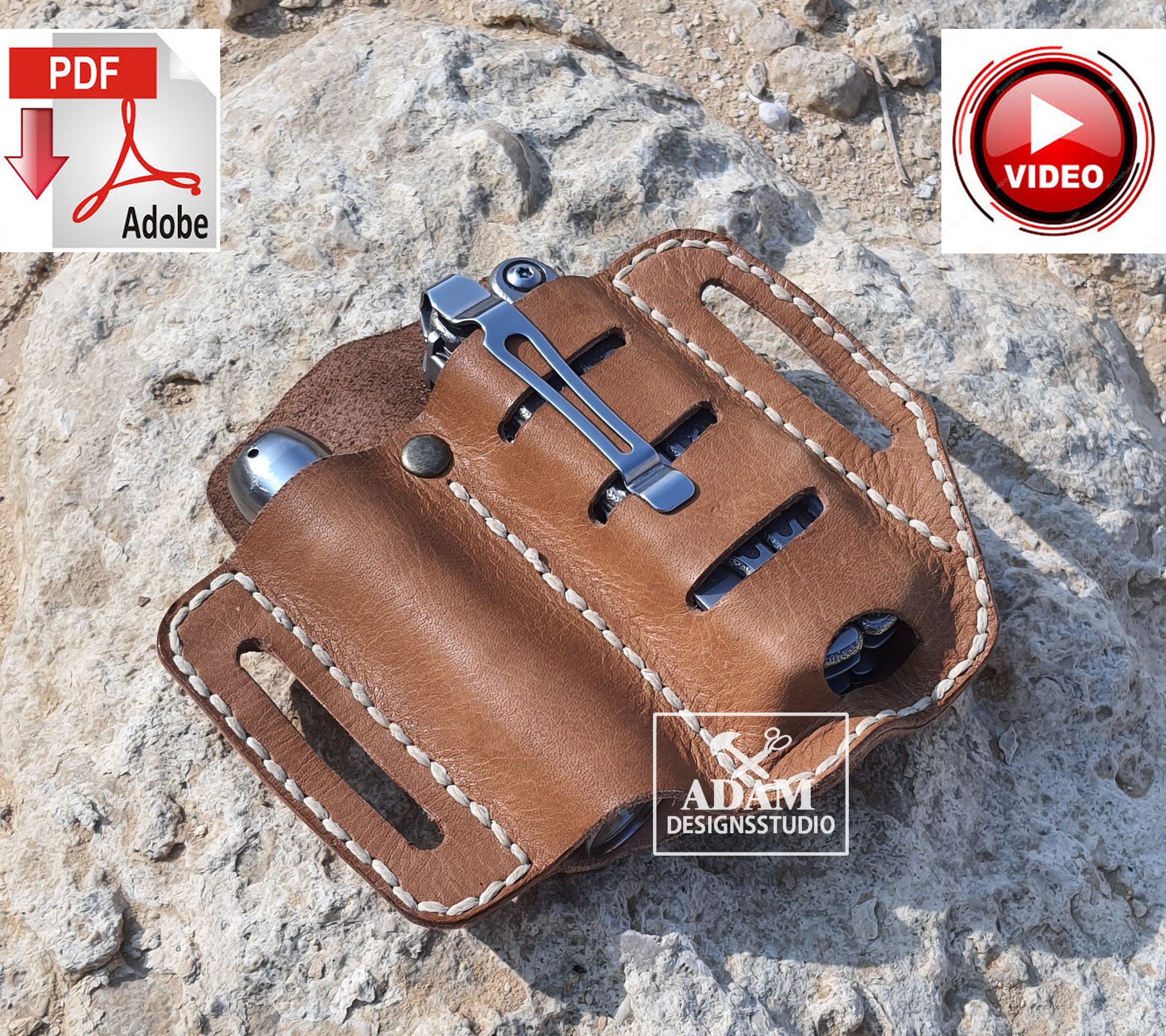 Hide & Drink, Multi-Tool Pocket Pouch XL, Compact Multipurpose EDC Zippered  Bag, Mini Camping Tool Case, Knife Holster, Handmade Slim Organizer