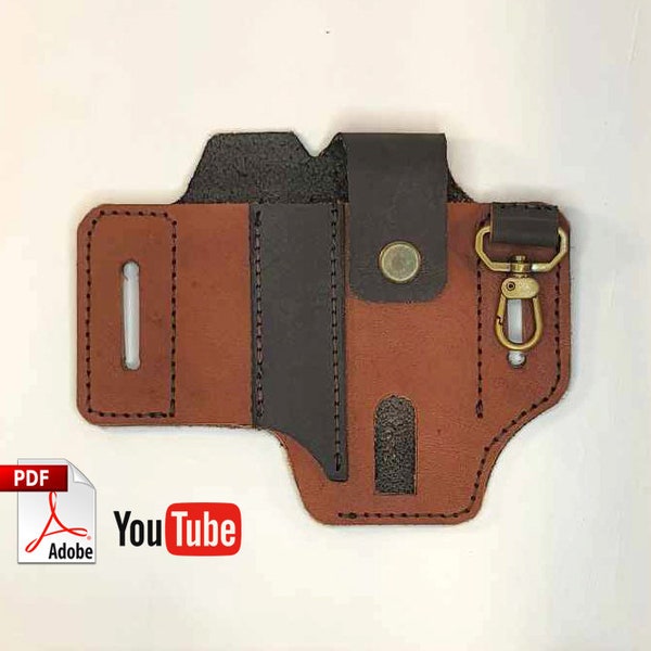 Leather EDC Puch Belt Case Pattern, leather belt organizer, Leather Multitool Sheath, Leather man sheath, multitool pouch, PDF Fast&Easy.