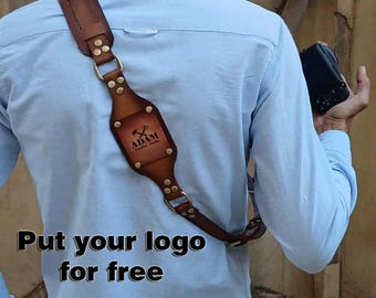Personalized Leather Camera Harness: Handmade Photographer Strap, Add Logo