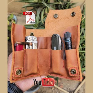 Leather knife bag pattern PDF | Multitool, flashlight holster | Sheath | tactical pen, organizer | Tutorial | Multitool Sheath Bag Purse