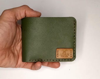 Leather Bifold Wallet - Handmade Groomsmen Gift - Custom Minimalist Men's Wallet - Genuine Vegetable Tanned Leather Bifold