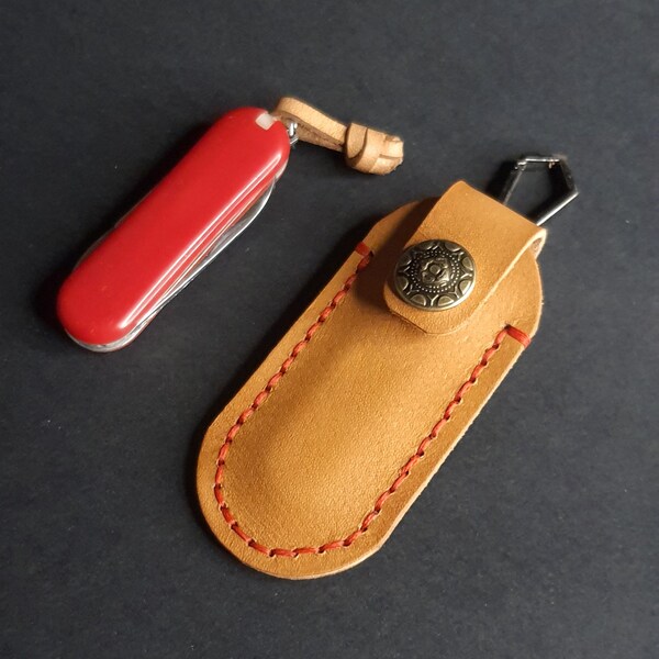 Victorinox mini leather sheath, classic sd pocket knife, swiss knife handmade genuine leather, leather keychain, leather case