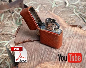 Leather Zippo Cover Patten, Handcrafted Zippo Lighter Case, Sheath Designed for Zippo lighter, zippo lighter pouch DIY, fast & easy pattern