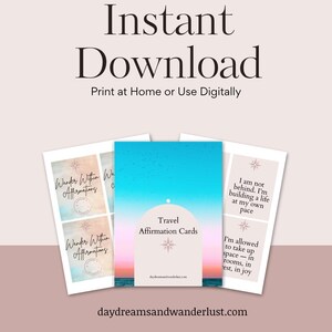 Travel Affirmation Cards | 20-Card Printable Deck for Soft Life + Solo Travel | Digital Download for Self Care, Mindset, Confidence