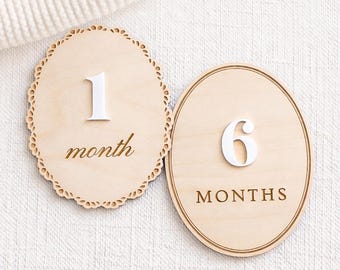 Monthly Baby Milestone Sign, Interchangeable Numbers, Wood Photo Prop, Baby Shower Gift