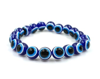 Evil Eye Armband, zierliches Evil Eye Armband, Perlenarmband, Schutzschmuck, dehnbar Armband,Glücksarmband,Viel Glück Armband