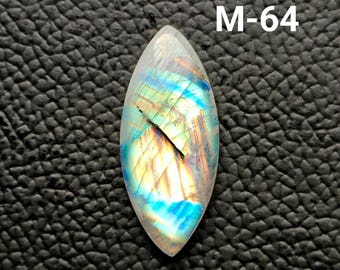 Rainbow Moonstone Cabochon: Handmade Loose Gemstone with Blue Fire