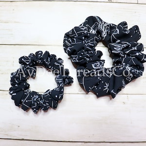 Astrology Constellation Scrunchie - Black and White Medium or Mini Hair Tie Accessory with Zodiac Signs