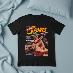 Pulp Fiction Boxing Tee - 1950 Illustrated Match from New Sports Magazine | Graphic Tee, Retro Shirt, Gift for Comic Fans, Statement T-Shirt