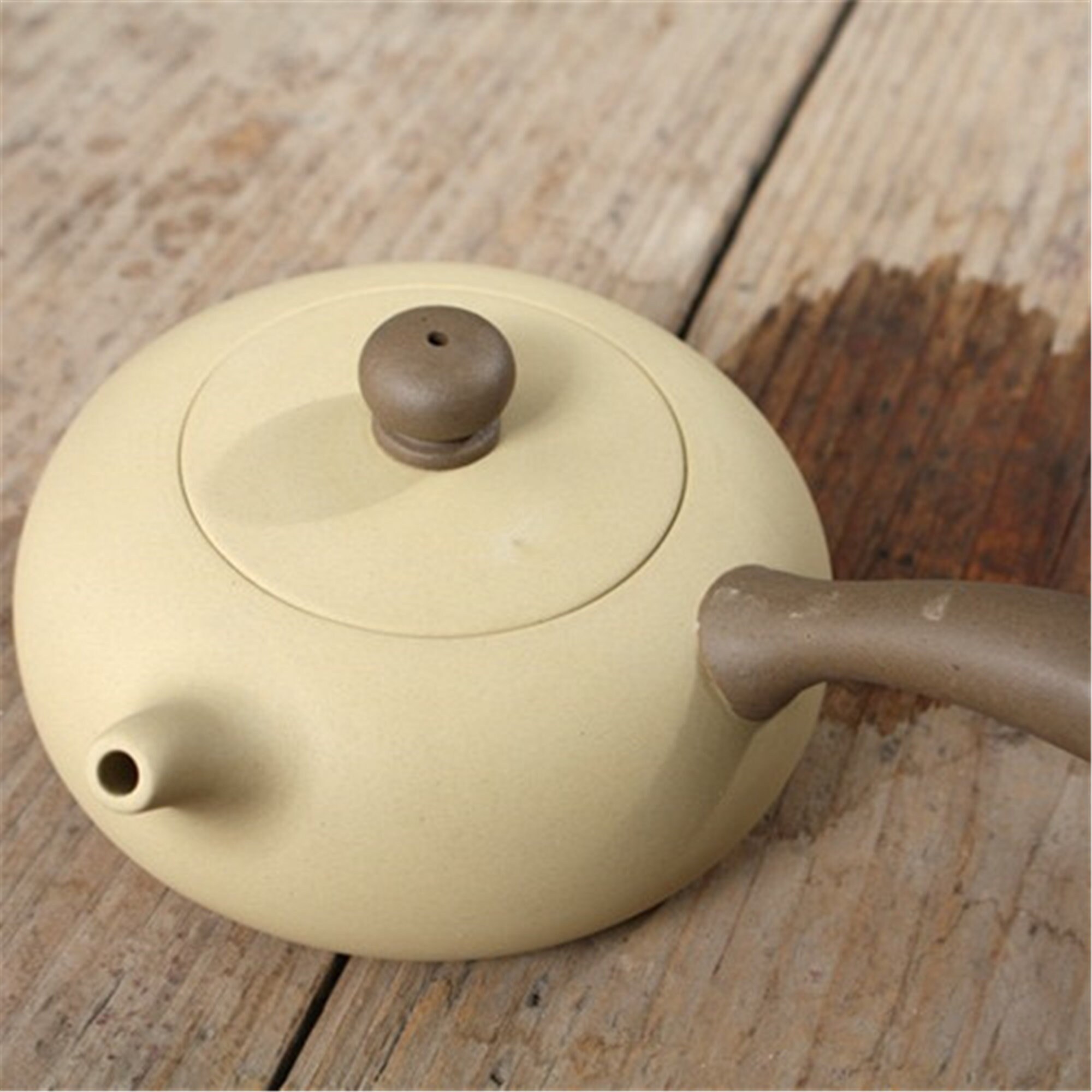 Handmade yellow pottery teapot purple clay teapot side Etsy