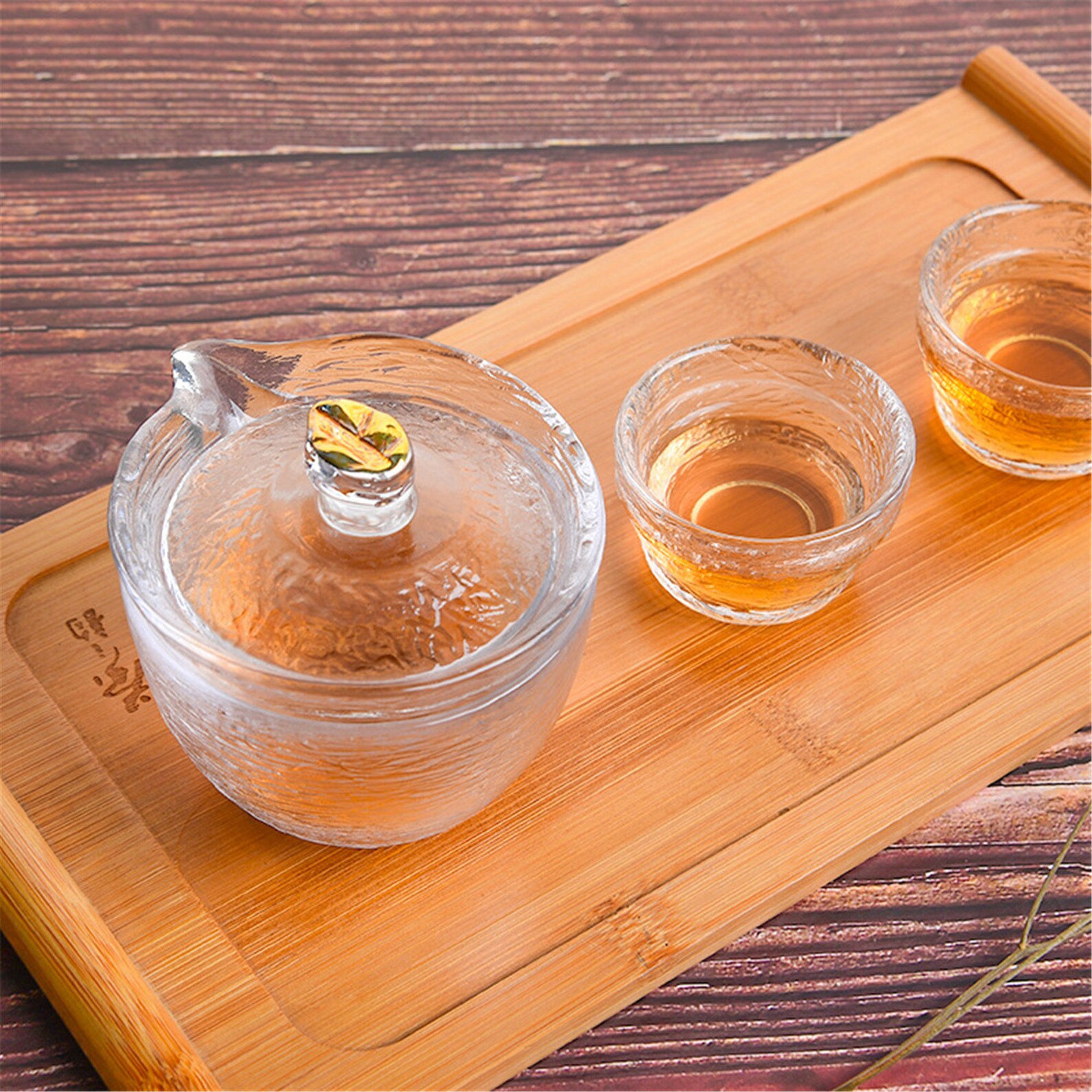 Portable glass travel tea set with one pot and two cups Etsy