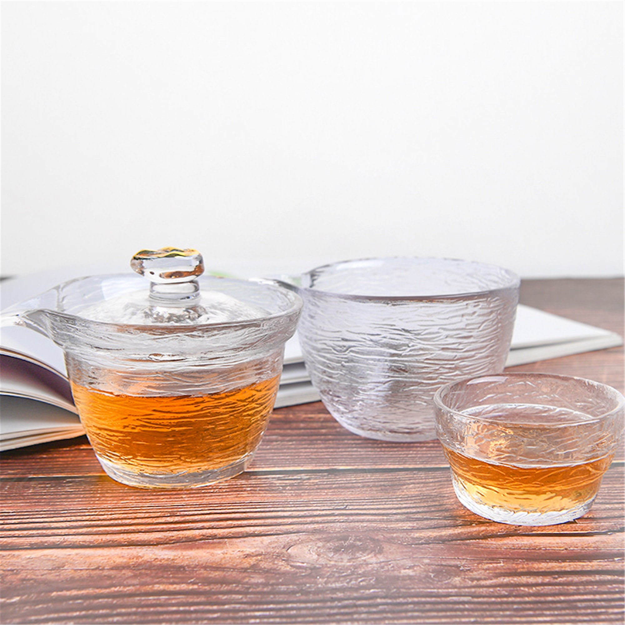 Portable glass travel tea set with one pot and two cups Etsy