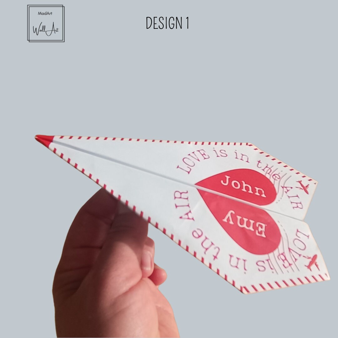 Printable Paper Airplane Valentines / Anniversary CARD, PERSONALIZED ...